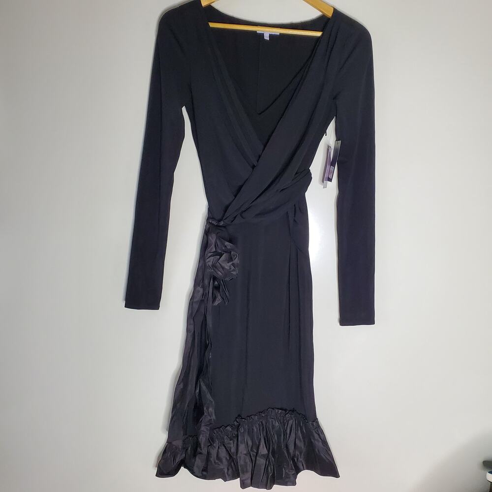 Vera Wang Lavender Label Silk and taffeta bow waist wrap dress New with tags